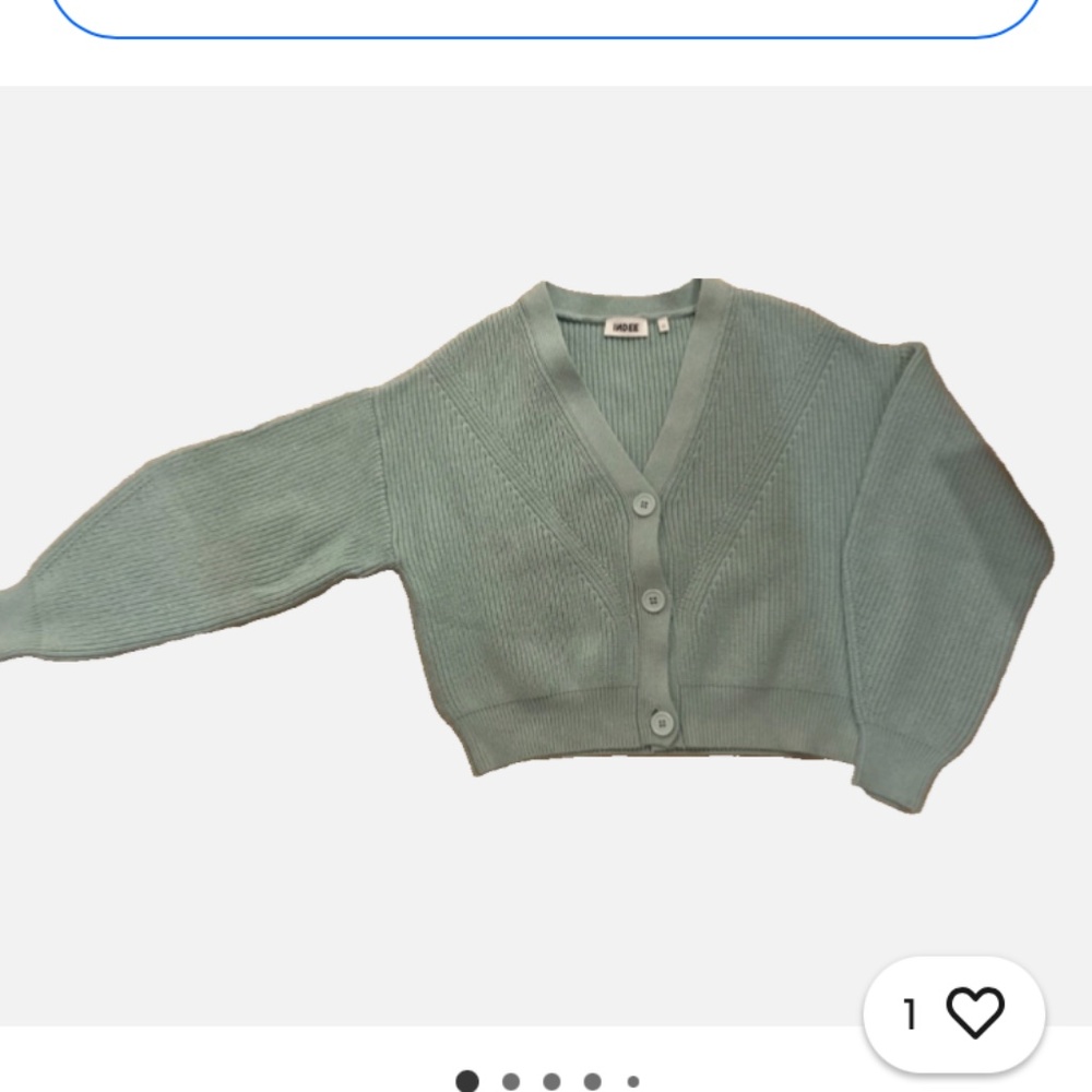 INDEE Mint Green Cropped Ribbed Knit Cardigan Sweater Girls Size 12 Button Front